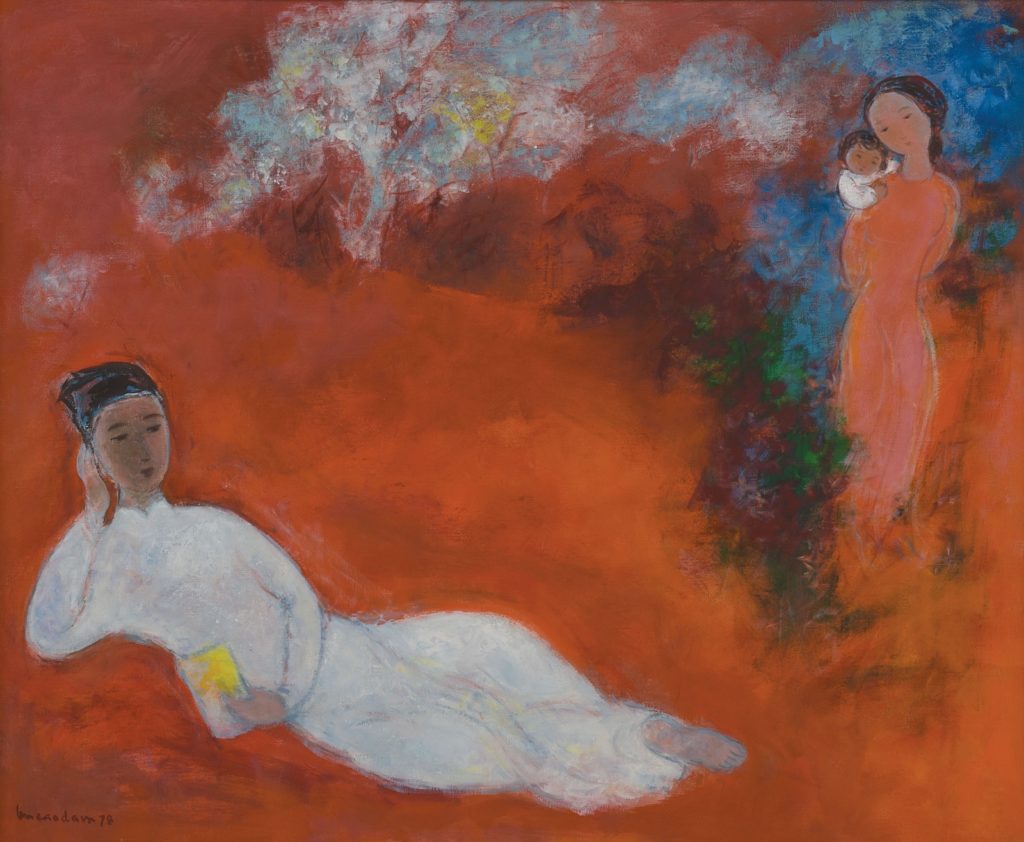 Vu Cao Dam- « Composition ». Huile sur toile. Daté 1978 et titré. 81,5 X 100 cm.