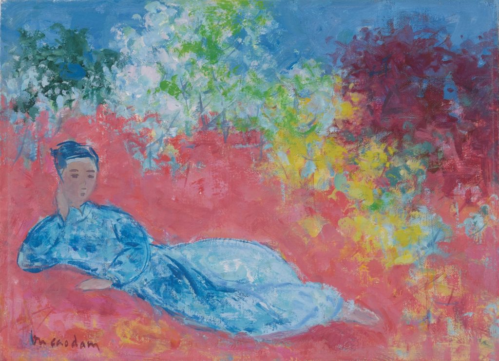 Vu Cao Dam - « Le poète ». Huile sur toile. Années 80 et titré. 24,5 X 33 cm.