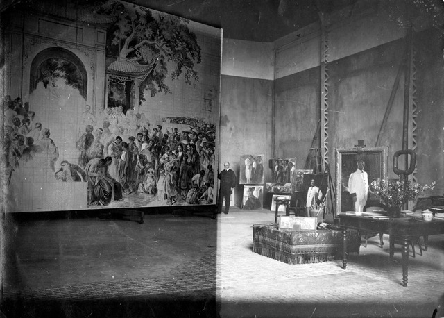 Victor Tardieu executing his work in his workshop in Hanoi Circa 1927
