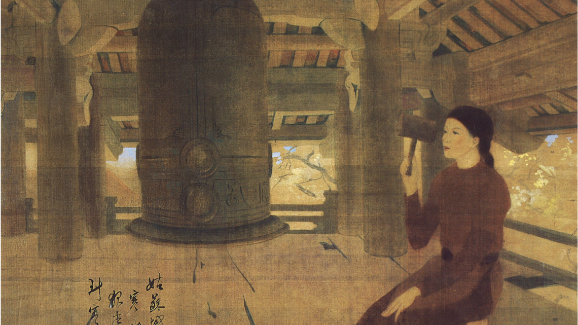 Late Afternoon Chimes: a masterwork of Vietnamese painting by Luong Xuan Nhi