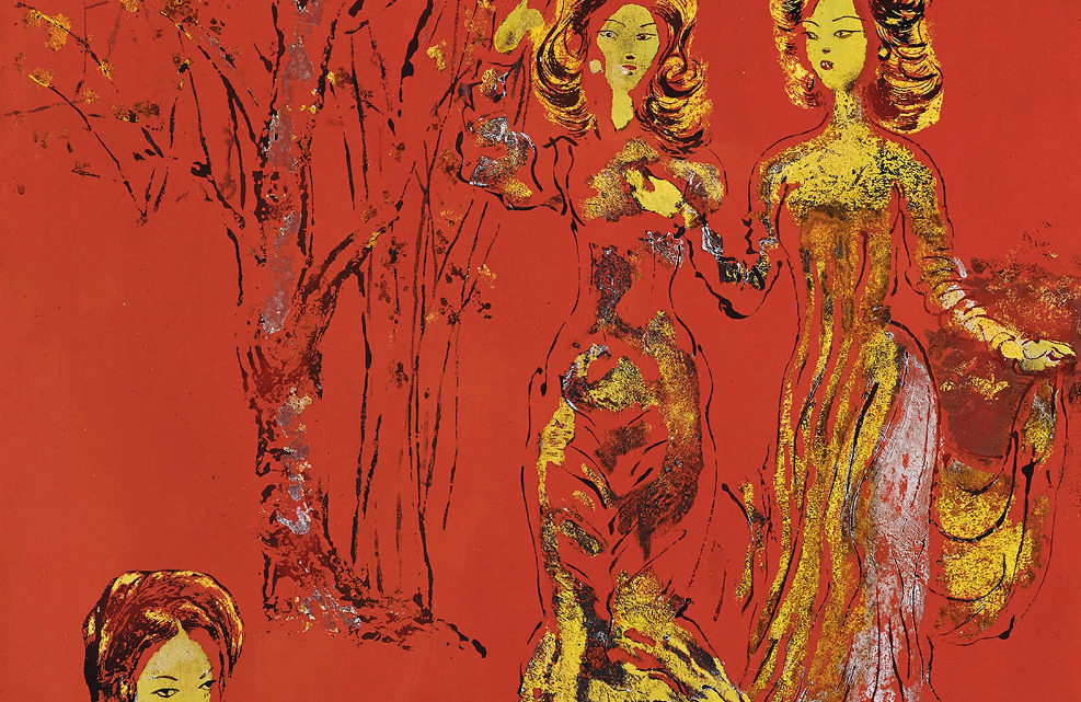 « Nostalgie du Haut-Tonkin » & « Les Élégantes », 1968, two masterworks by Nguyen Gia Tri