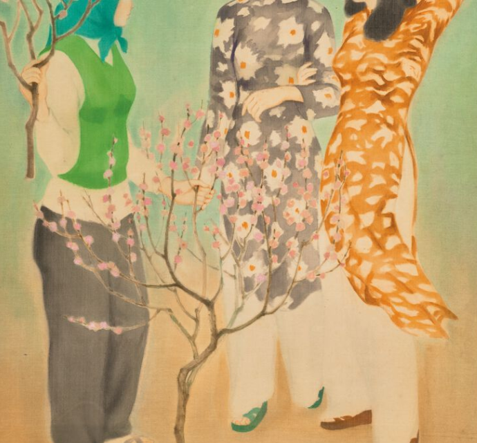 Luong Xuan Nhi, circa 1939, « Au marché aux fleurs de pécher », ou la discussion n’est pas encore la confrontation